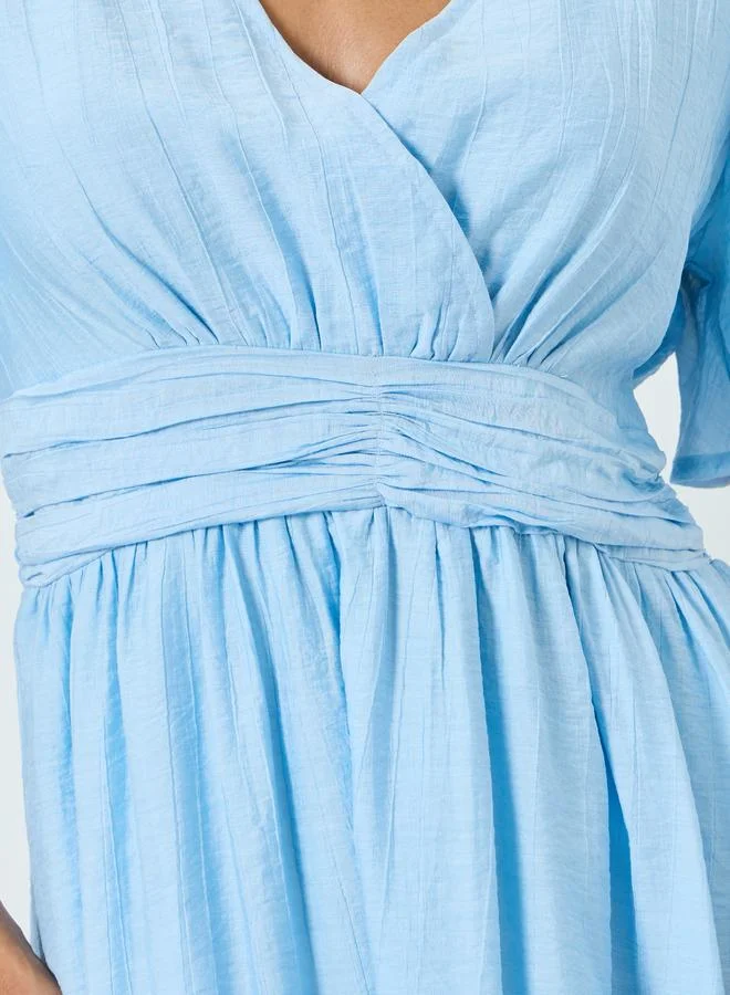 Maxim Creation  Women Sky Blue Short Sleeve A-Line Midi Skirt for Women | Best Price UAE